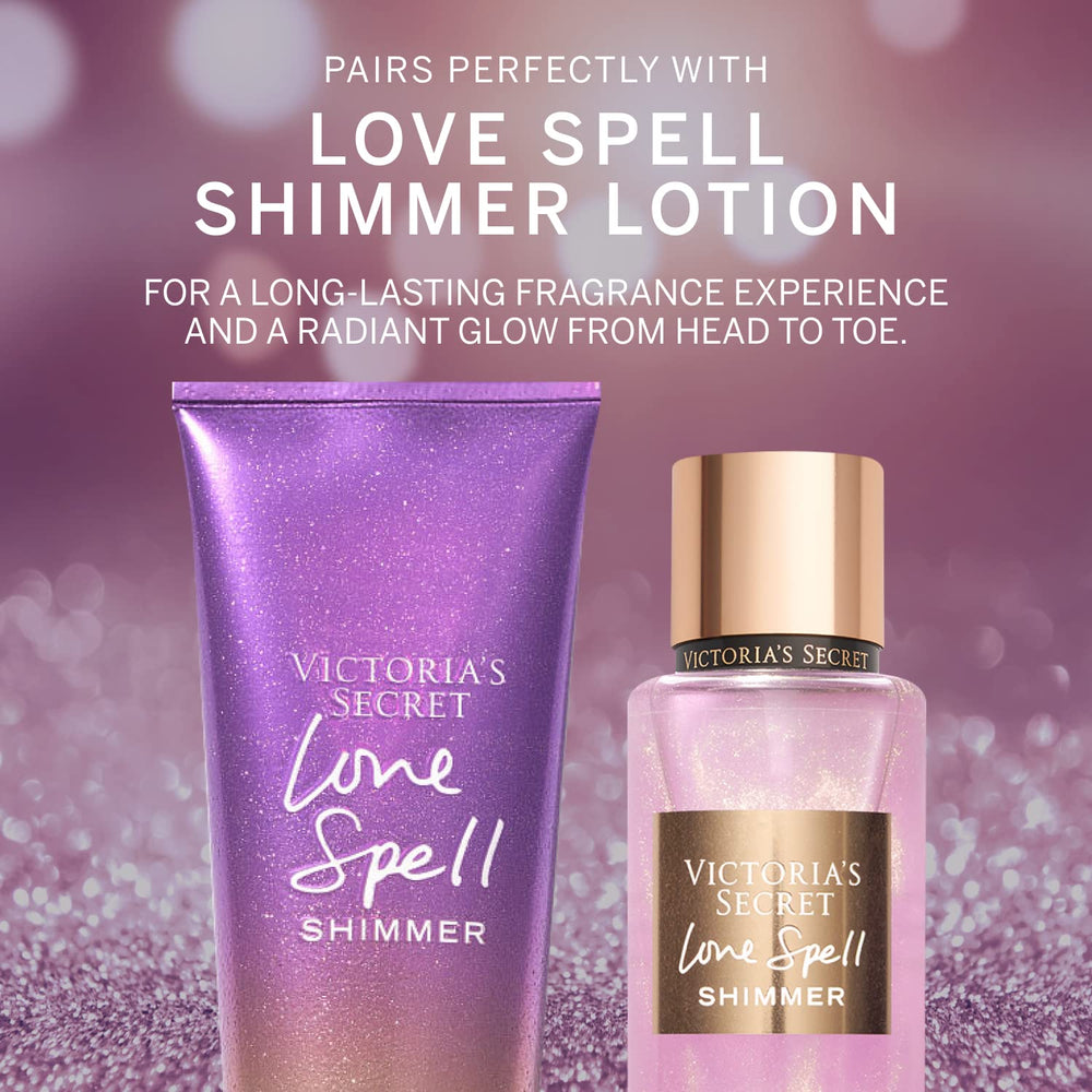 Love Spell Shimmer Mist label detail highlighting elegant packaging