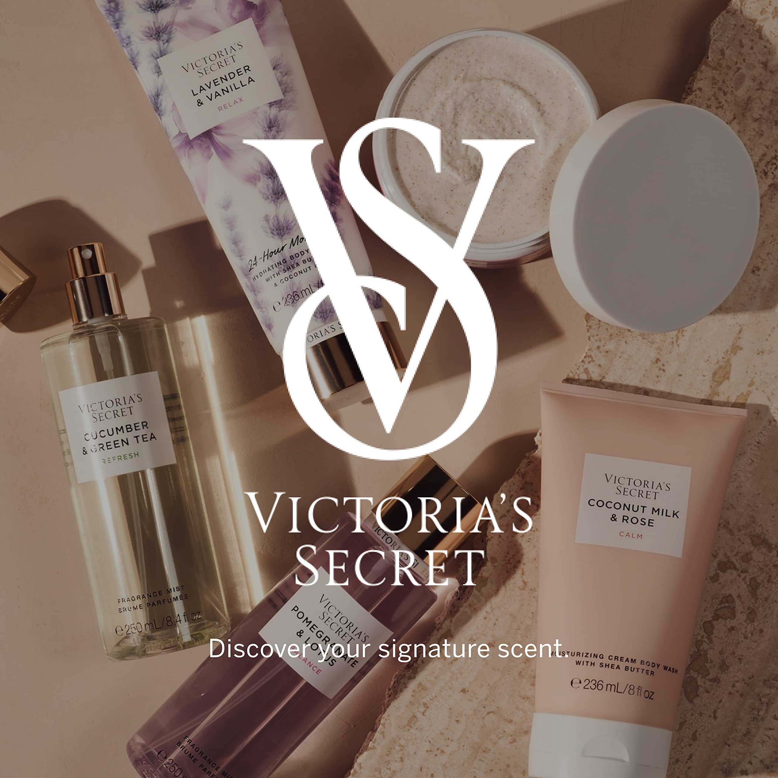 Victoria's Secret Natural Beauty collection packaging suggests nature-inspired care.