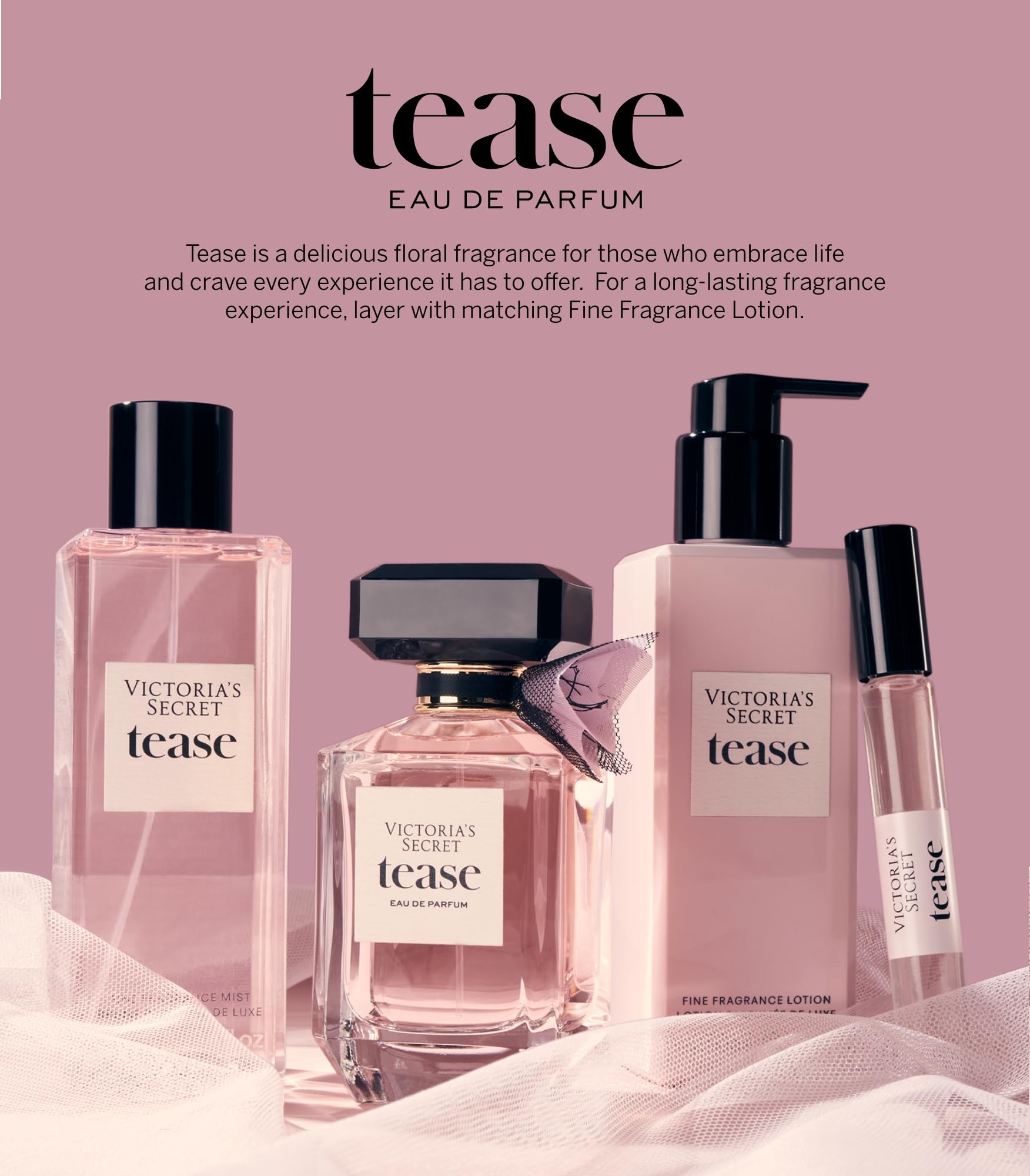 Victoria's Secret Noir Tease shelf display on vanity for quick pickup.