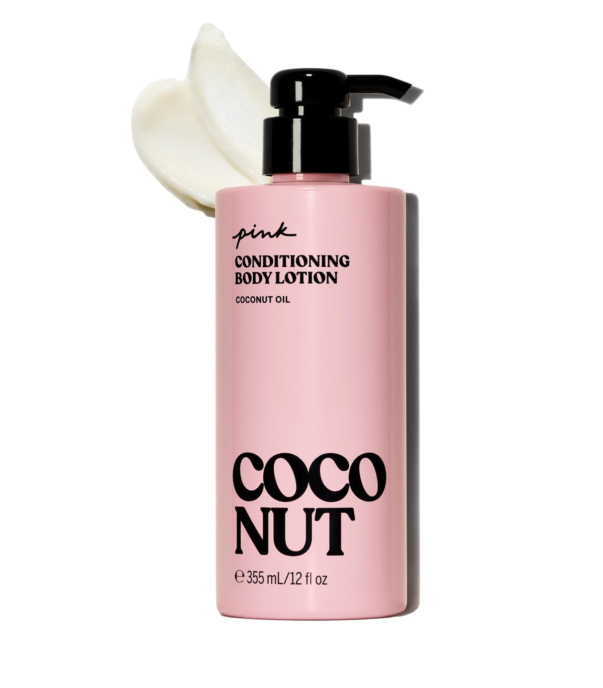 Victoria's Secret Pink Coco Hydrating Lotion bottle shows coconut oil hydration for smooth skin.