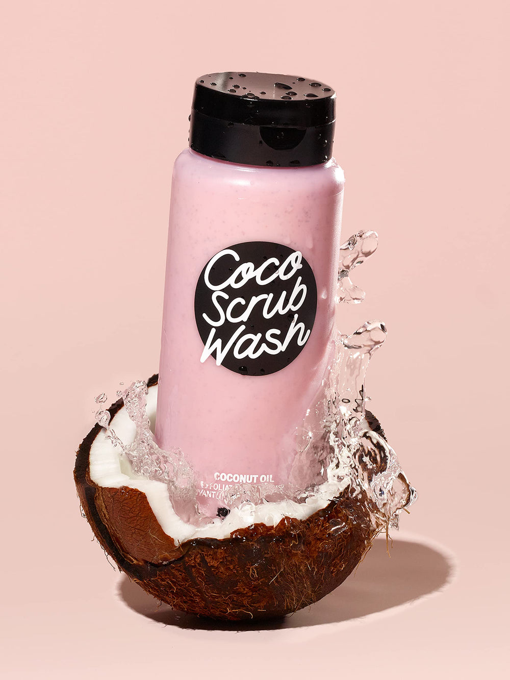 Victoria's Secret Pink Coco Scrub Wash coconut oil ingredient highlighting conditioning properties.