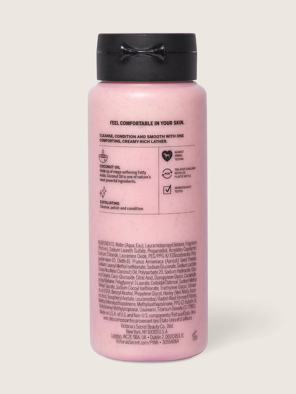 Victoria's Secret Pink Coco Scrub Wash creamy lather texture indicating gentle cleansing.