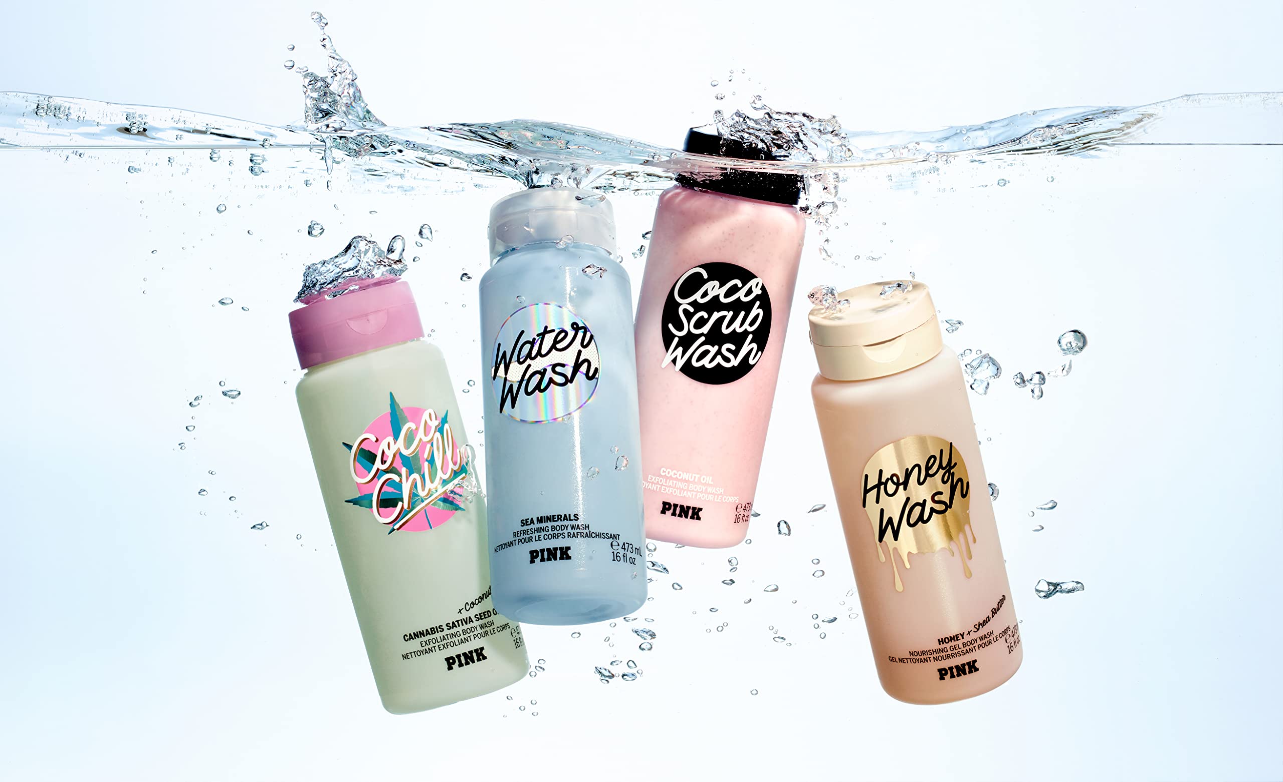 Victoria's Secret Pink Coco Scrub Wash pump-dispense for easy, mess-free use.