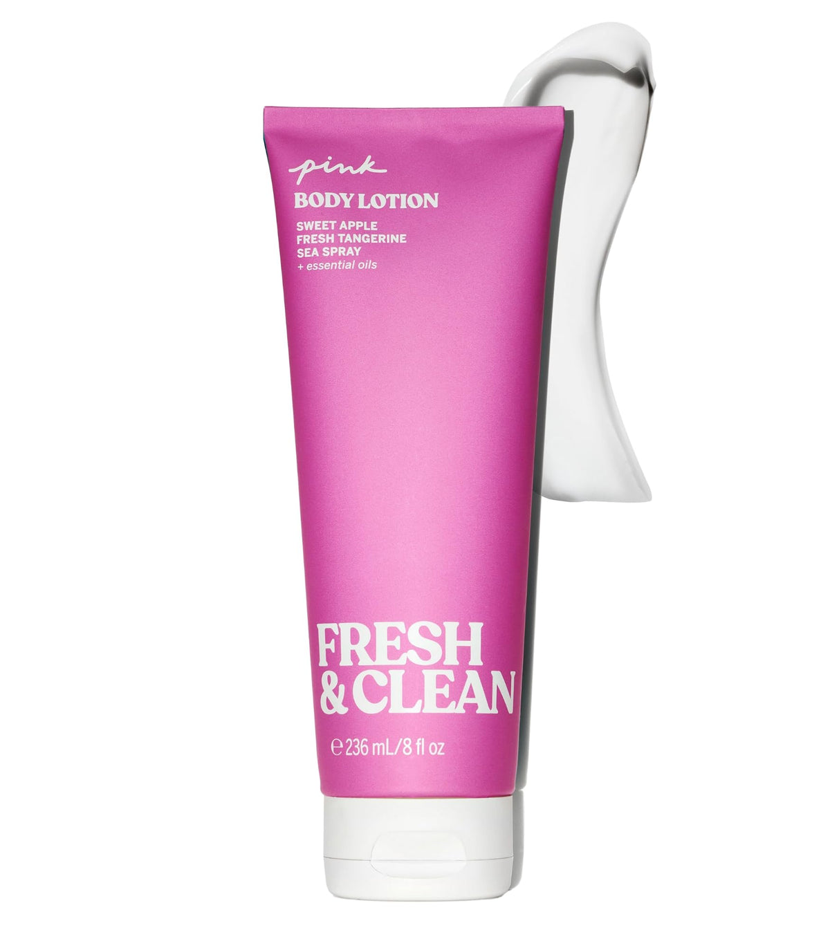 Victoria's Secret Pink Fresh and Clean lotion bottle on counter for everyday moisturization