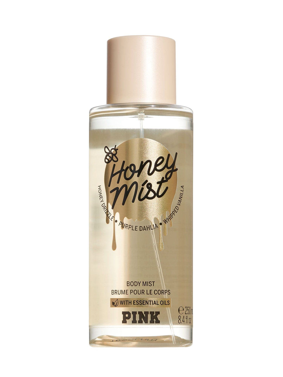 Victoria's Secret Pink Honey bottle on a dresser for daily use.