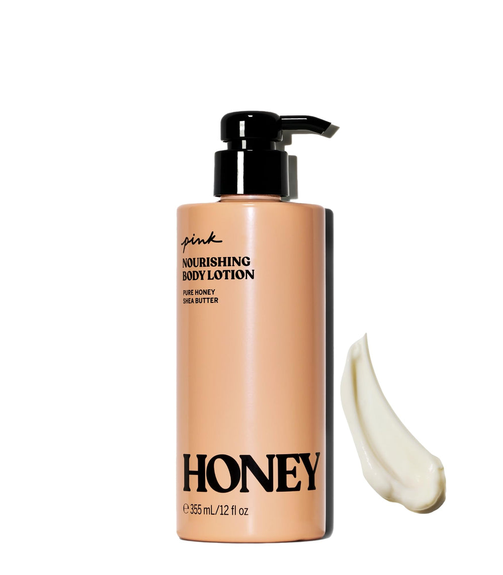 Victoria's Secret Pink Honey Nourishing Body Lotion bottle showing hydrating formula for soft skin