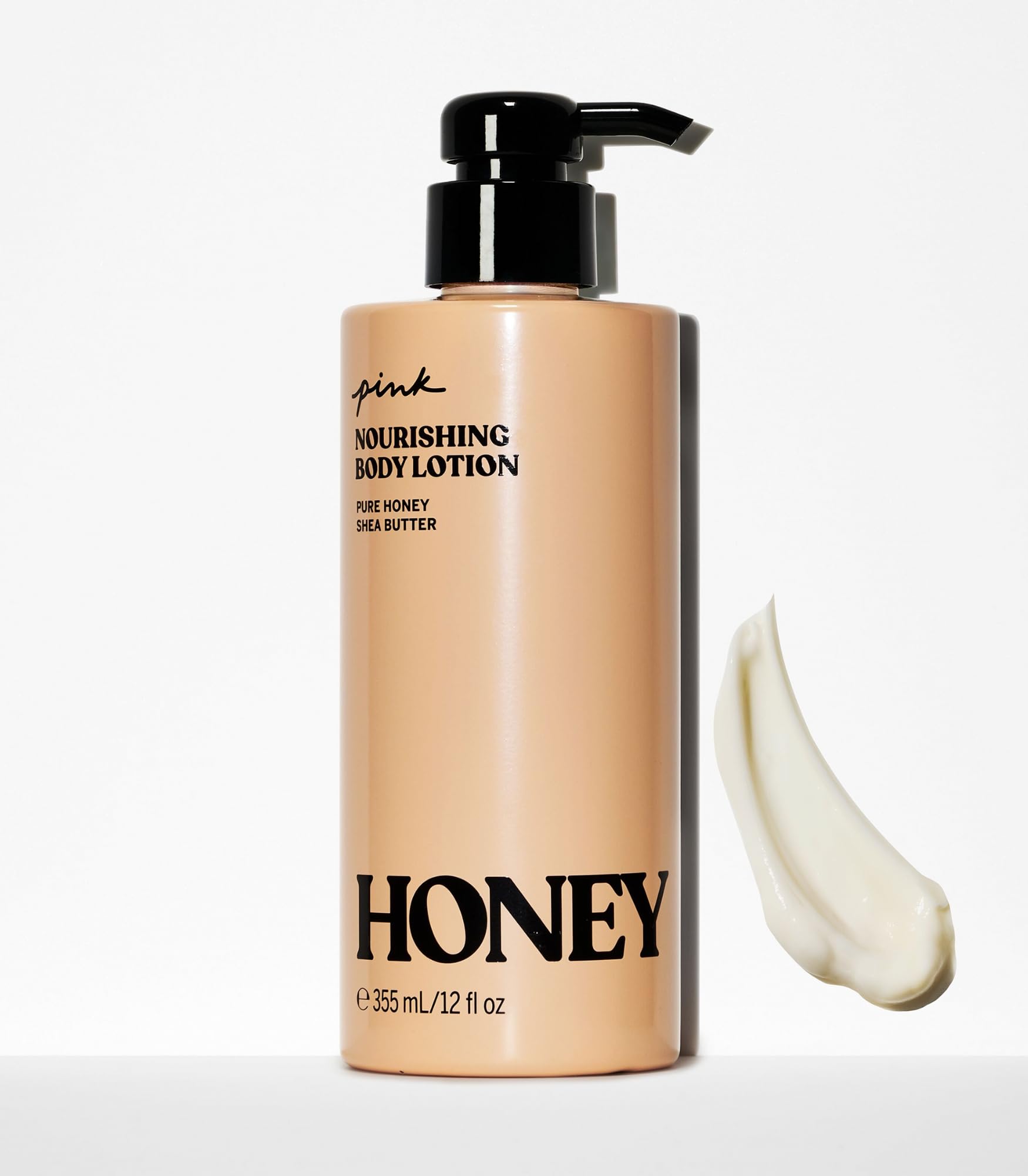 Victoria's Secret Pink Honey Nourishing Body Lotion cream texture closeup highlights rich consistency