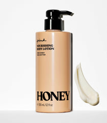 Victoria's Secret Pink Honey Nourishing Body Lotion cream texture closeup highlights rich consistency