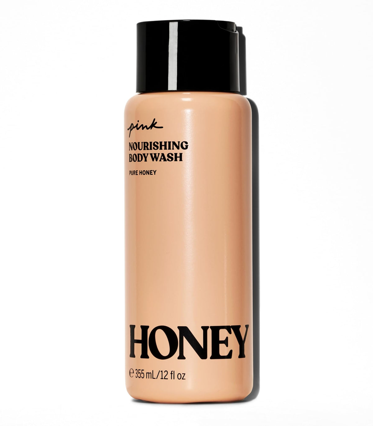 Victoria's Secret Pink Honey Nourishing Gel Body Wash bottle highlights silky cleansing and honey-infused hydration.