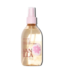 Victoria's Secret PINK Vanilla Hair & Body Mist bottle front showing light, refreshing fragrance.