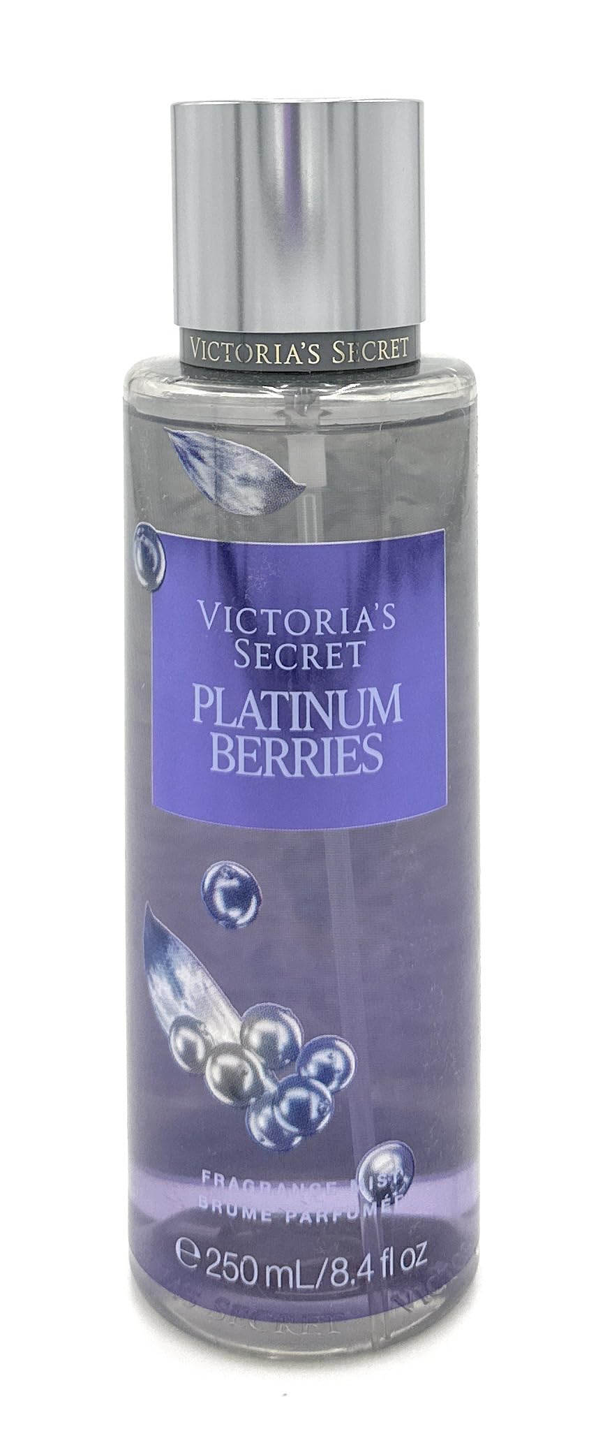 Victoria's Secret Platinum Berries body mist bottle for everyday wear.