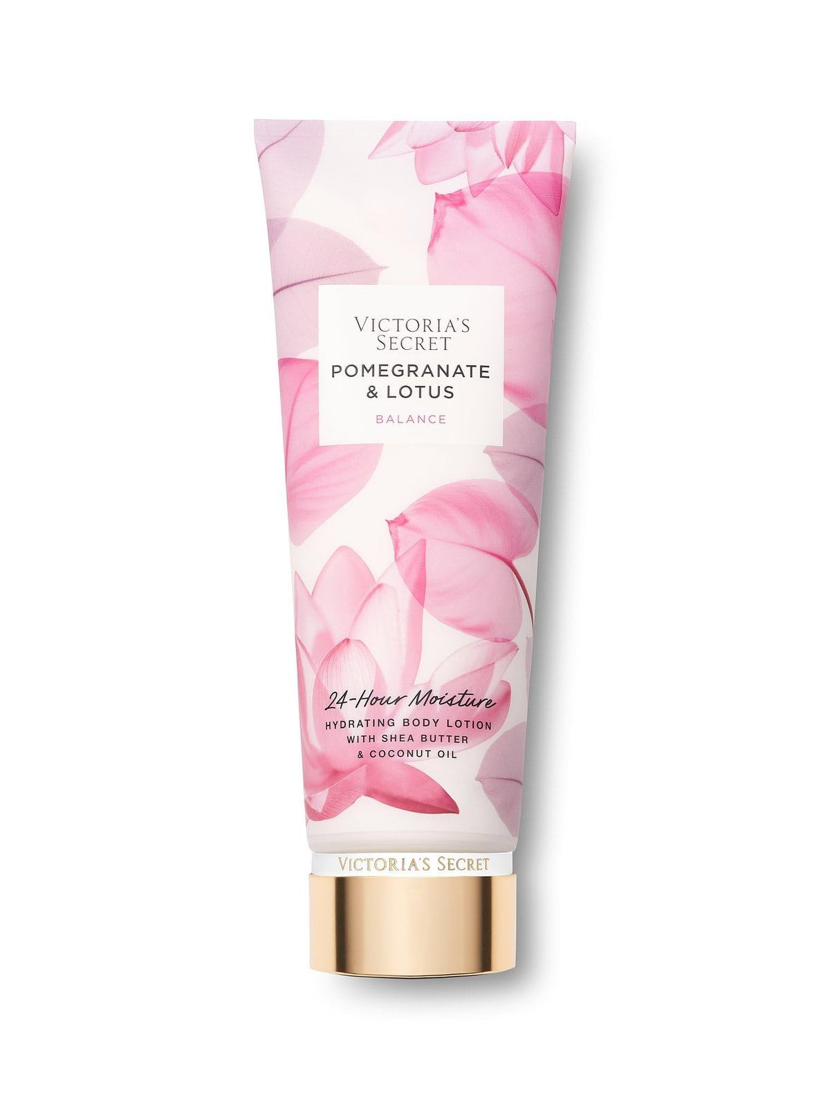 Victoria's Secret Pomegranate & Lotus bottle pour showcases silky hydration for soft skin.