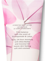 Victoria's Secret Pomegranate & Lotus label closeup highlights fruity floral scent.