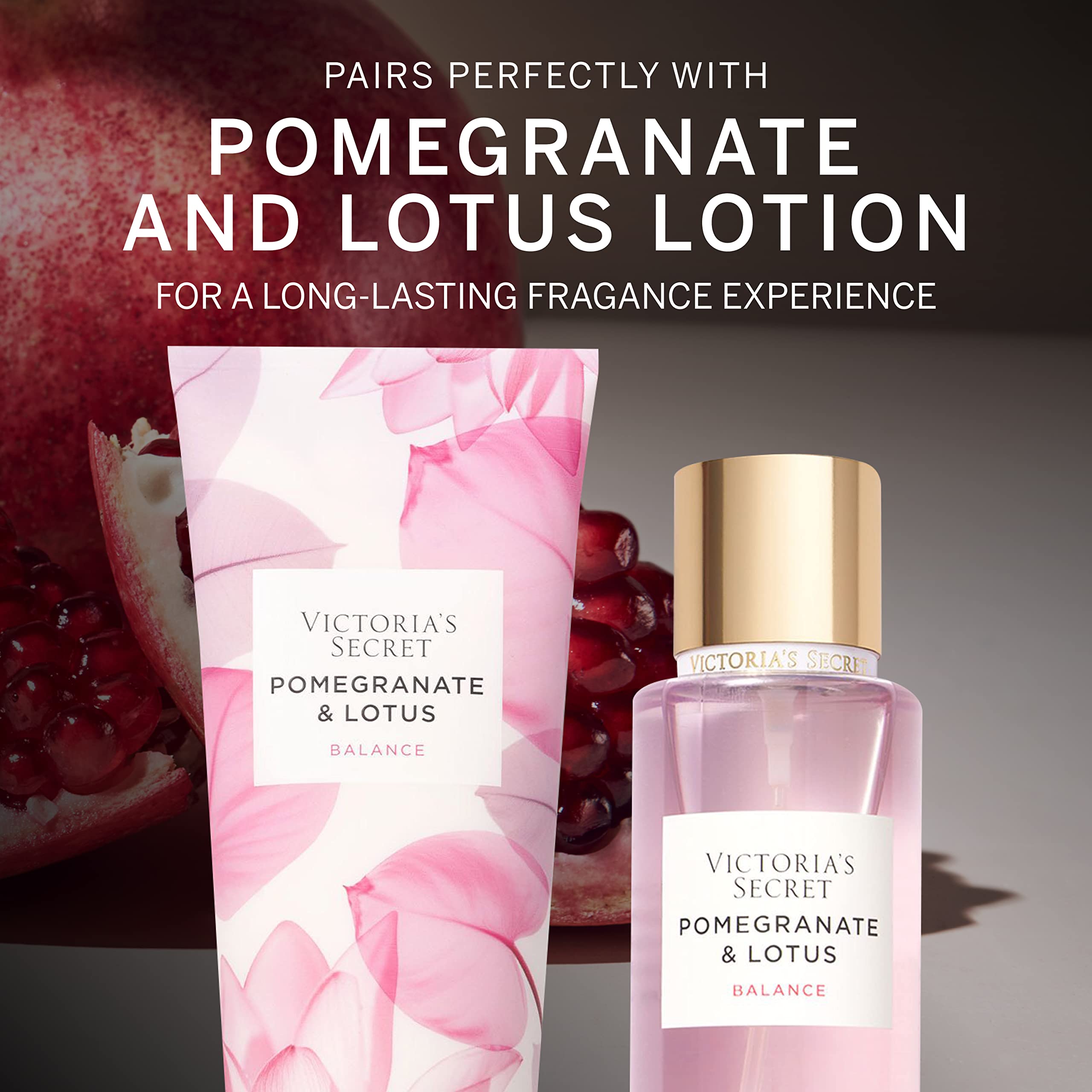 Victoria's Secret Pomegranate and Lotus pairing with lotion for longer-lasting scent.
