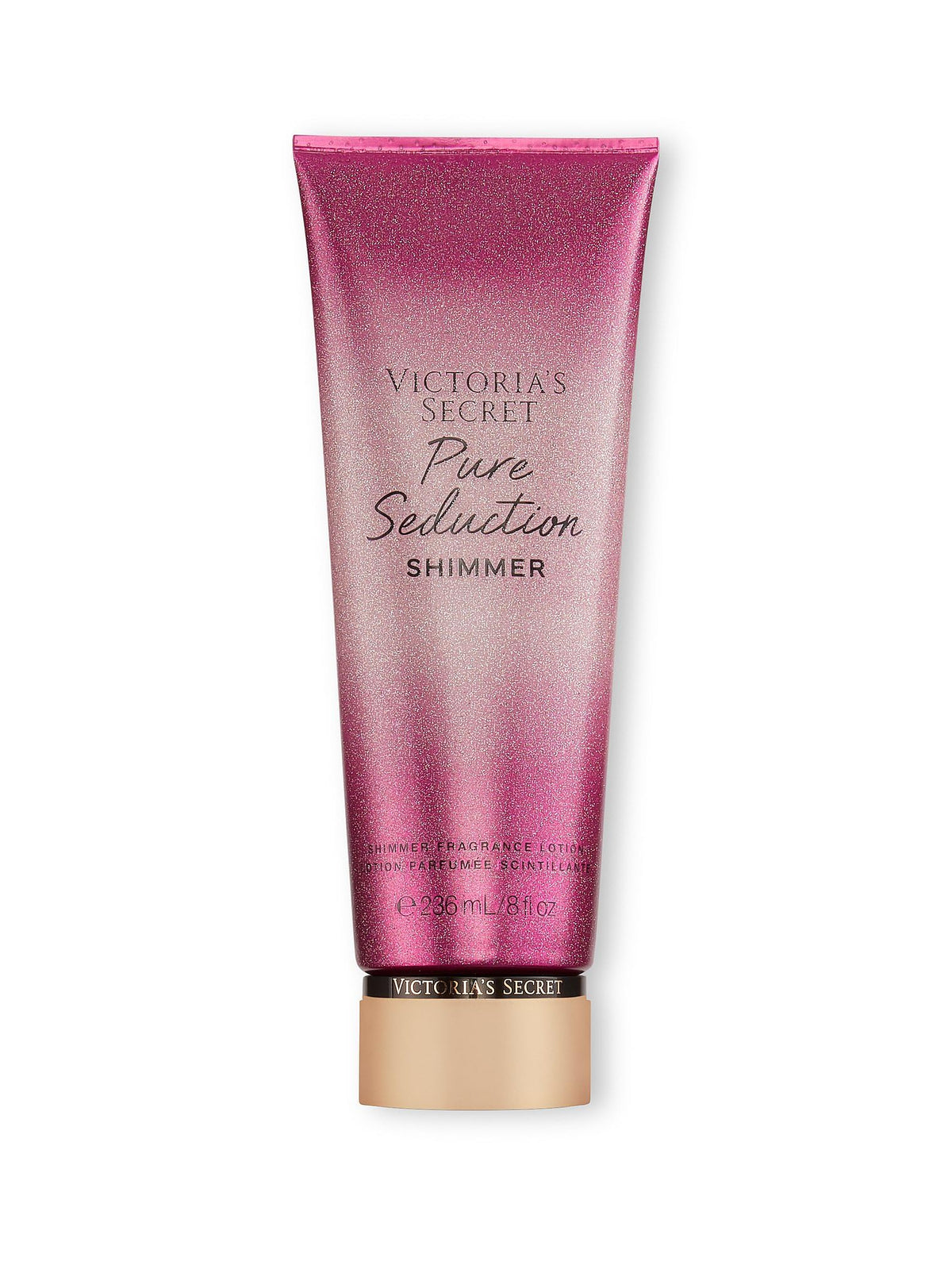 Victoria's Secret Pure Seduction Shimmer bottle front with shimmering lotion for daily scent.