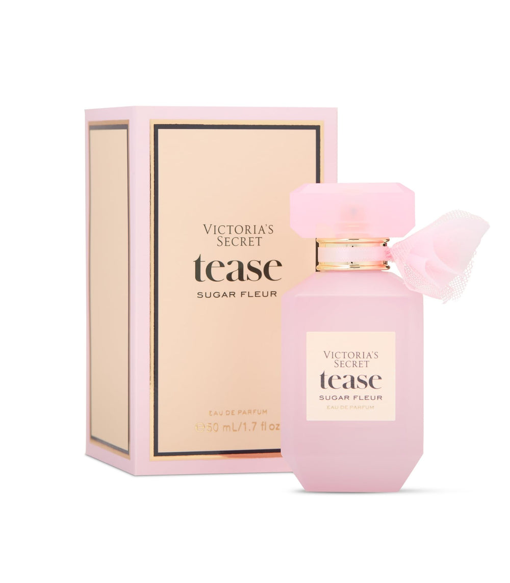 Victoria's Secret Tease Sugar Fleur bottle front, sparkling floral gourmand for date-night.