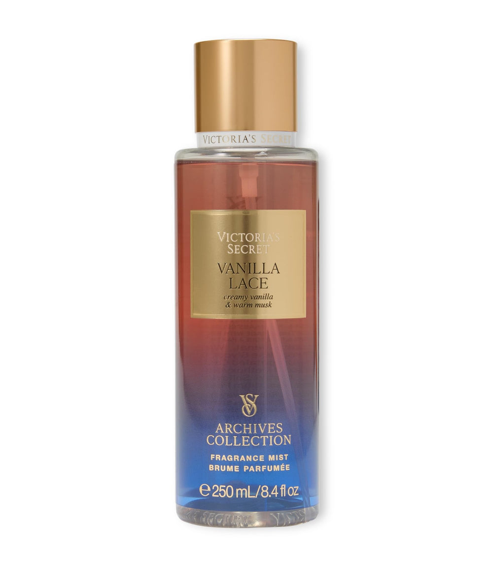 Victoria's Secret Vanilla Lace fragrance mist bottle front view for everyday soft sweetness.