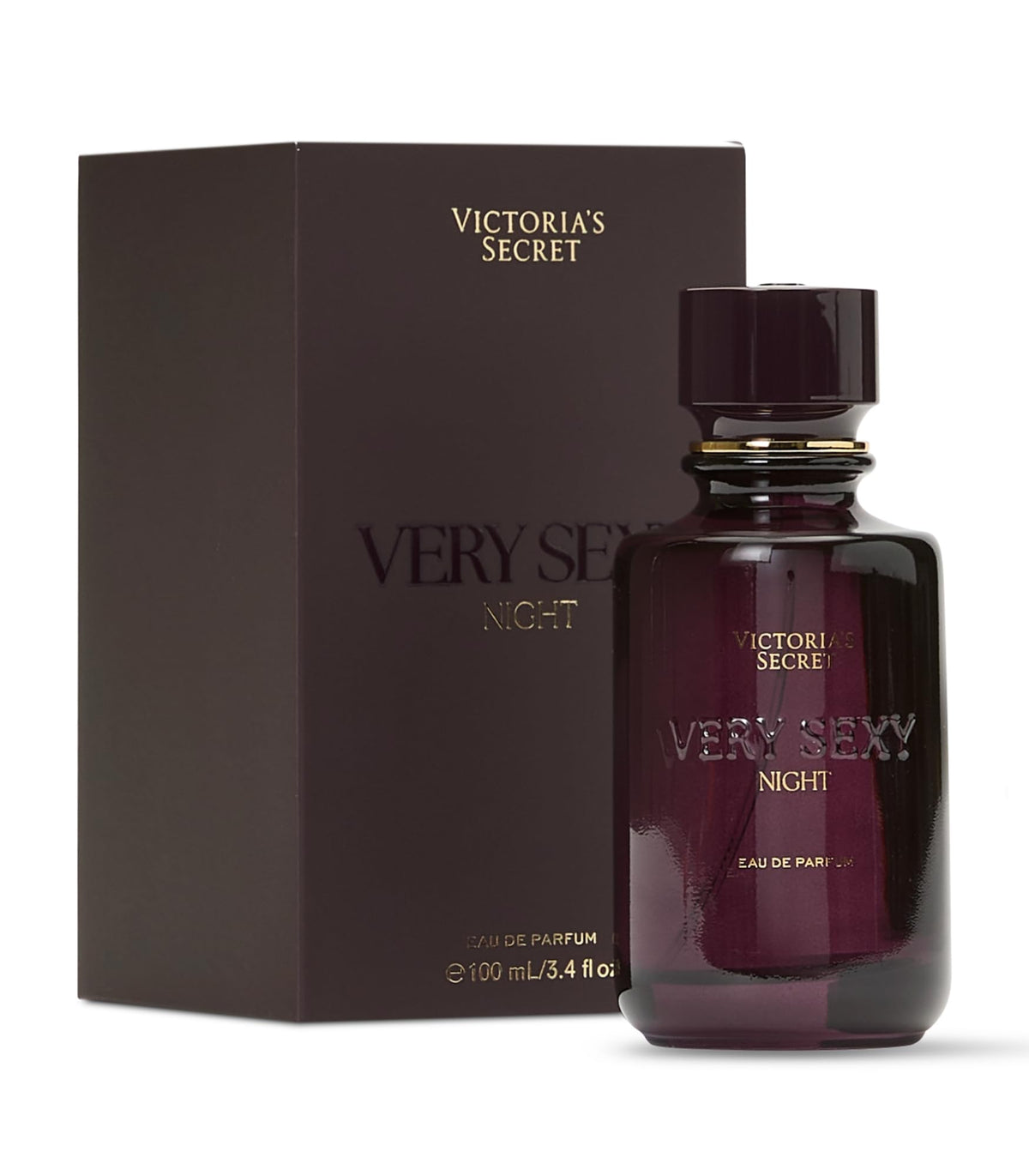 Victoria's Secret Very Sexy Night bottle close-up with amber glass, ideal for evening wear.