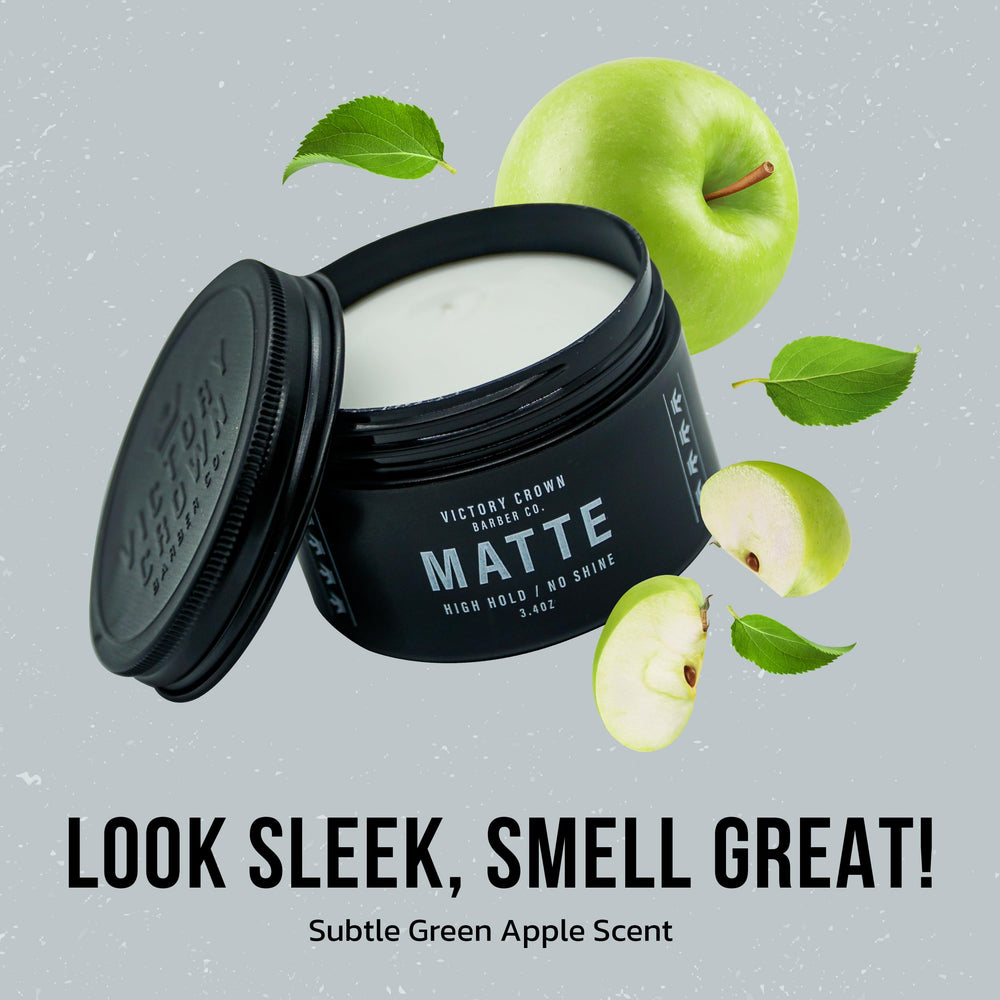 Victory Crown Matte Pomade hair texture demo shows subtle lift and control.