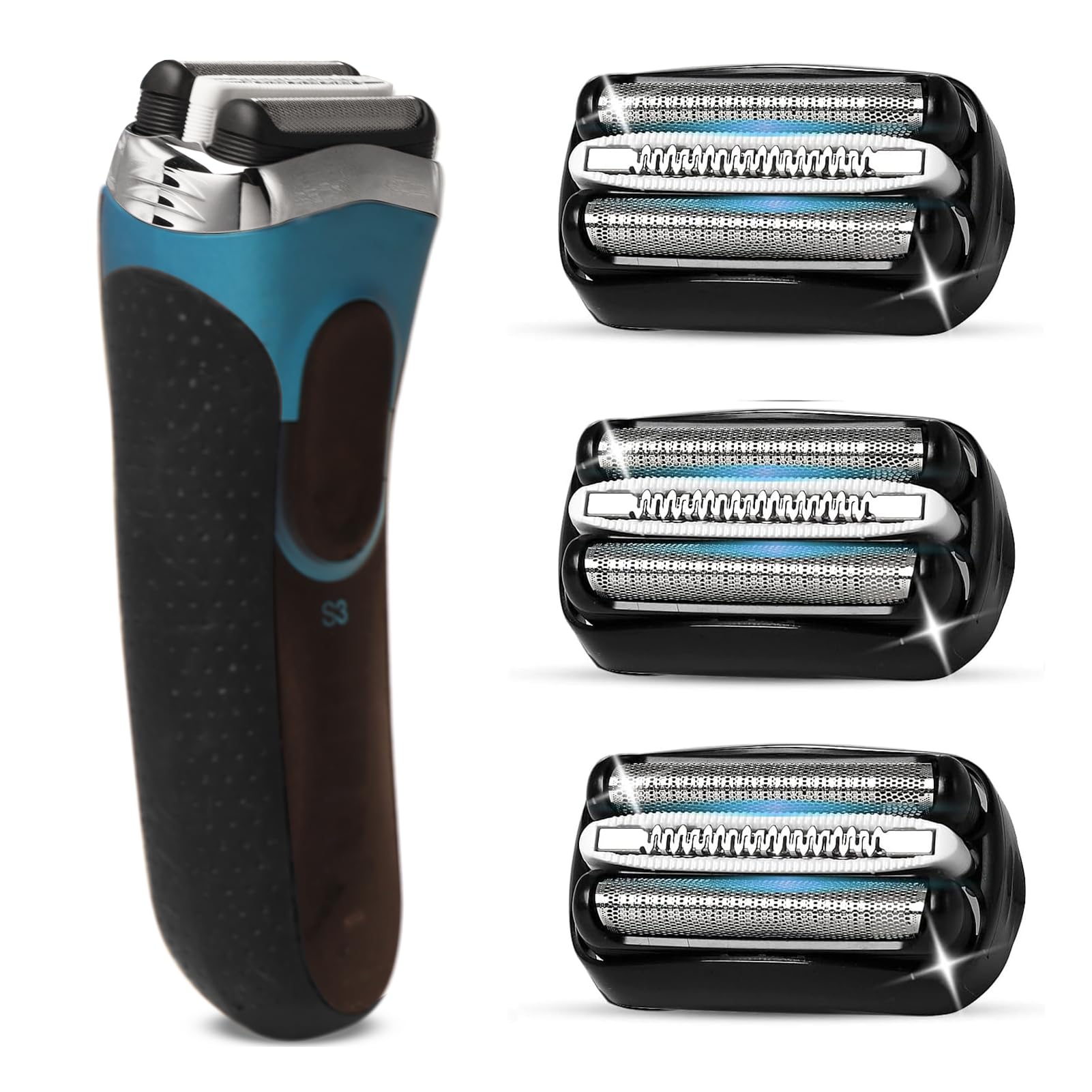 VIDSA 32B S3 replacement heads pack – close-up of three-in-one foils for smoother shave.