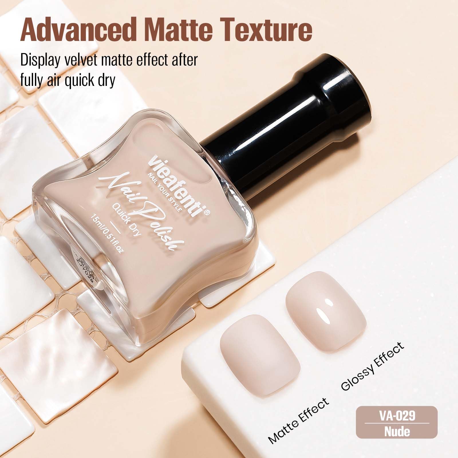 Vieafenti Matte Nude air dry scene without UV lamp for fast results.
