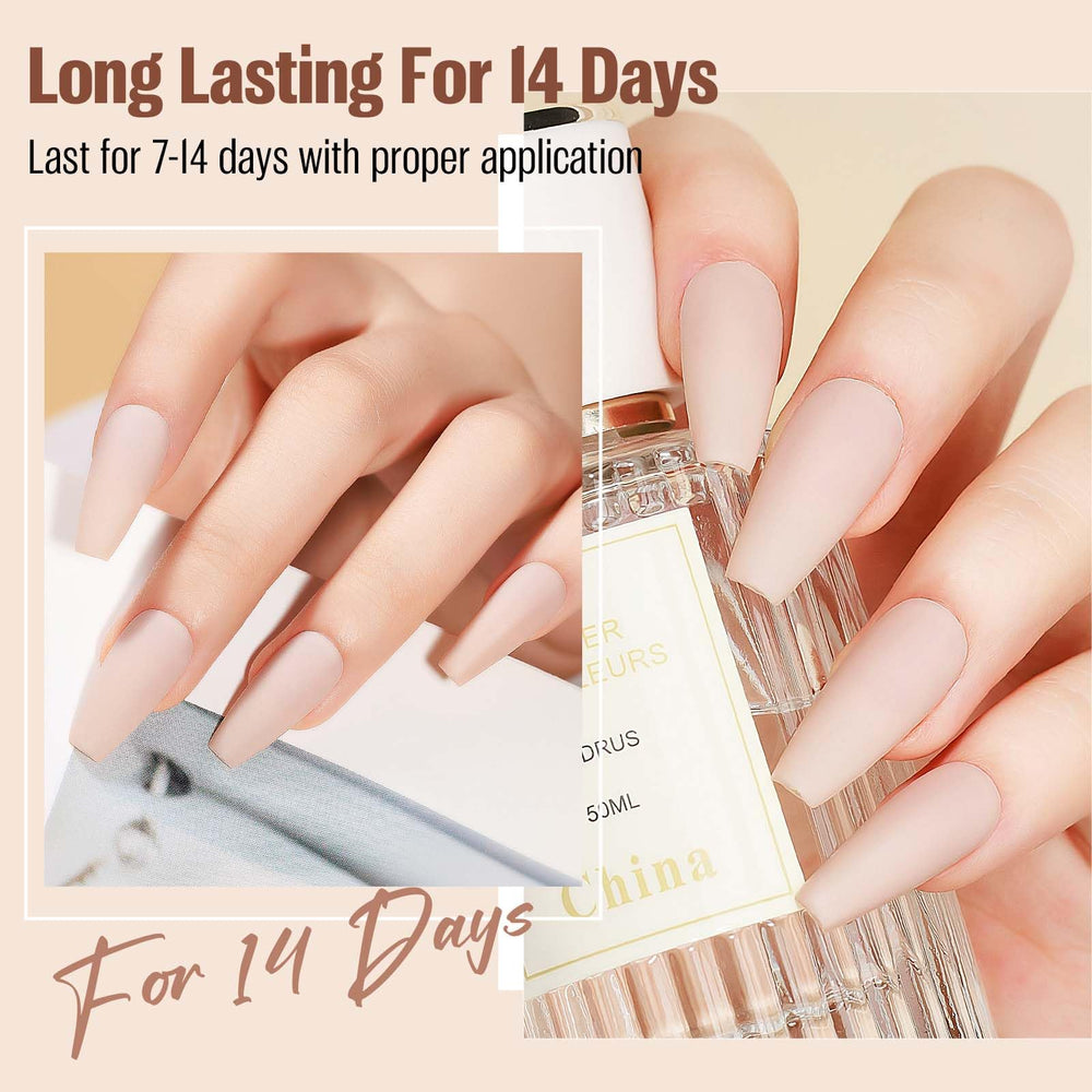 Vieafenti Matte Nude brush stroke illustrating quick-dry, even color application on nails.