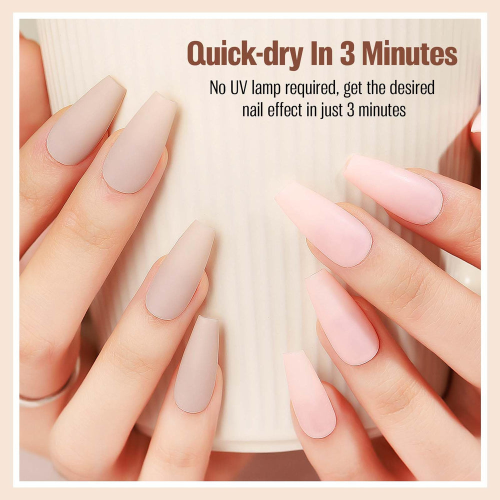 Vieafenti Matte Nude velvet finish preview on nails for a durable, sophisticated look.