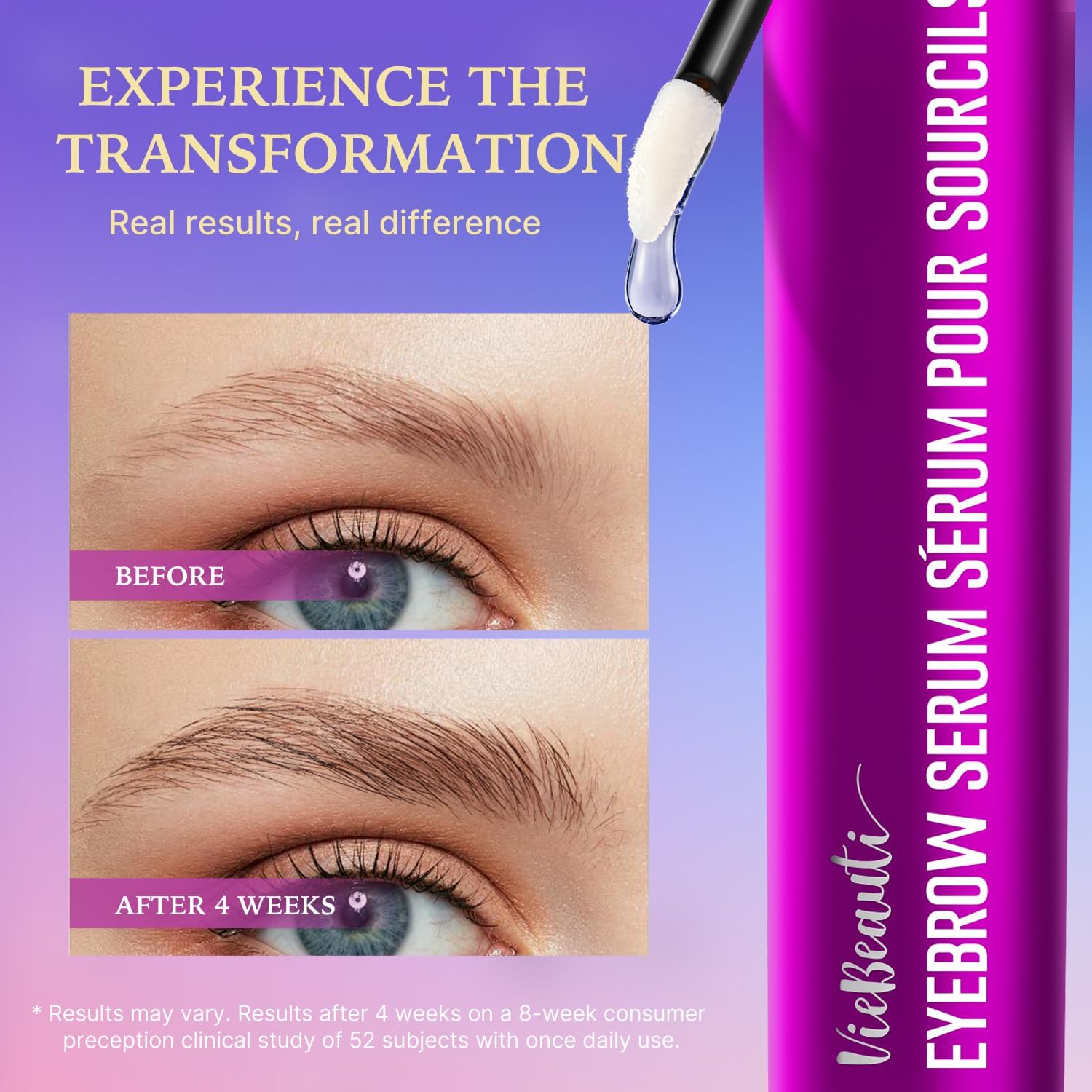 VieBeauti serum with fine-tip wand for precise daily brow care