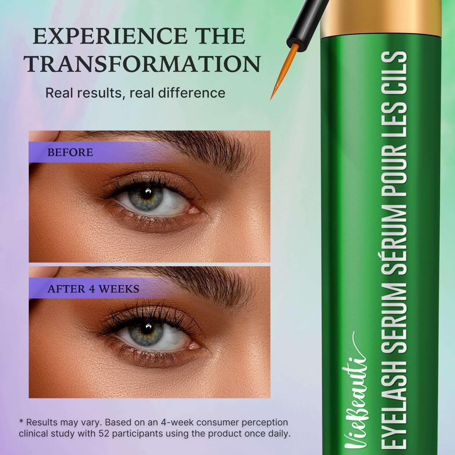 VieBeauti lash serum nightly application on clean skin, quickly absorbing