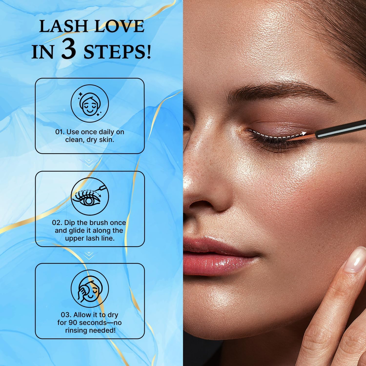 Aplicación suave en ojos sensibles con VieBeauti Serum.