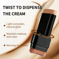 Vienflona Foundation Stick foundation-end-brush-detail enables precise contouring around nose and eyes.