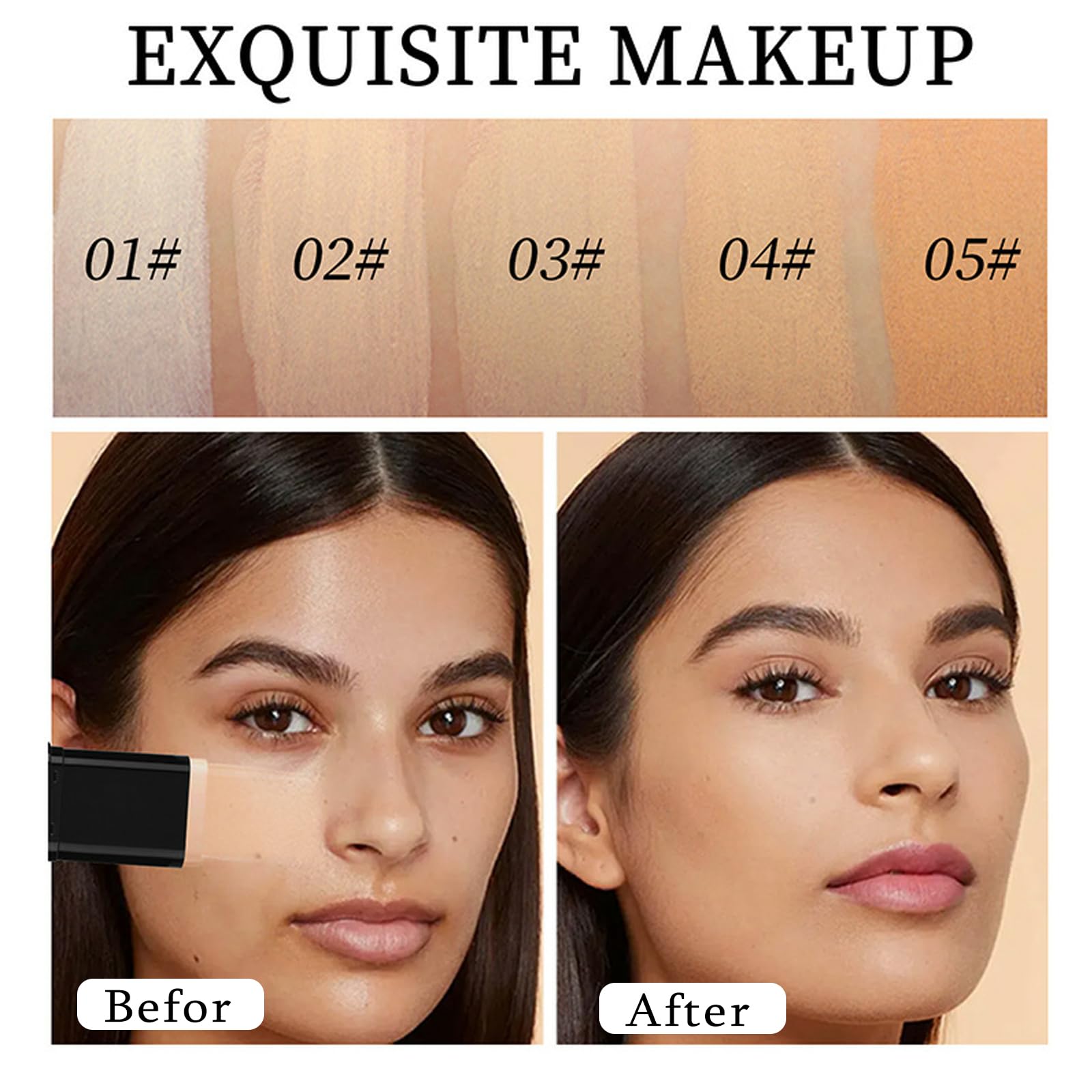 Vienflona Foundation Stick full-coverage-matte finish delivers a velvety, crease-free complexion.