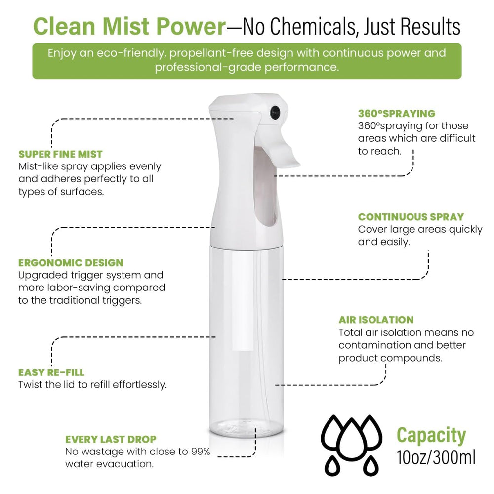 Vigor Path barber sprayer enables precise, continuous mist during grooming sessions.