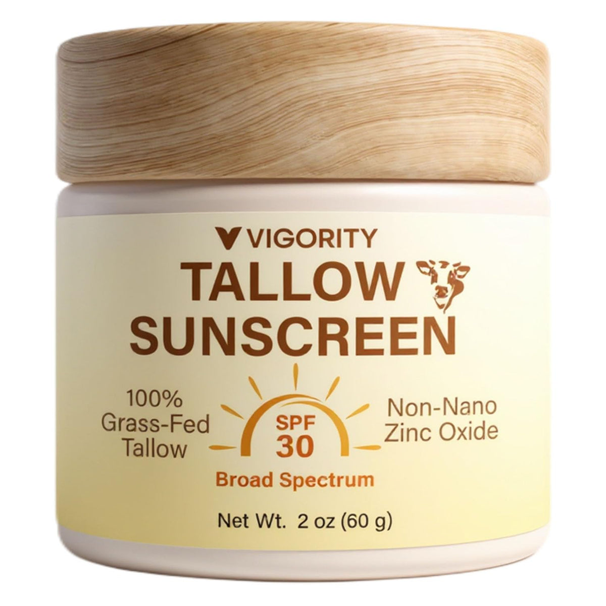 Vigority Beef Tallow Sunscreen bottle with broad-spectrum protection