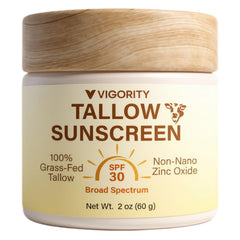 Vigority Beef Tallow Sunscreen bottle with broad-spectrum protection
