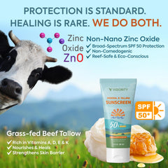 Vigority Beef Tallow Sunscreen balm texture close up for easy application