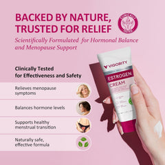 Vigority botanical estrogen comfort cream close-up texture showing lightweight formula.