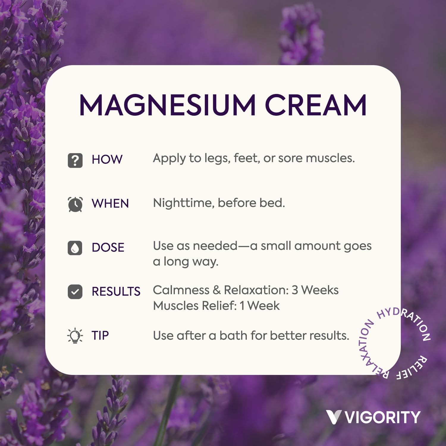 Vigority magnesium lotion packaging on display communicates natural care.