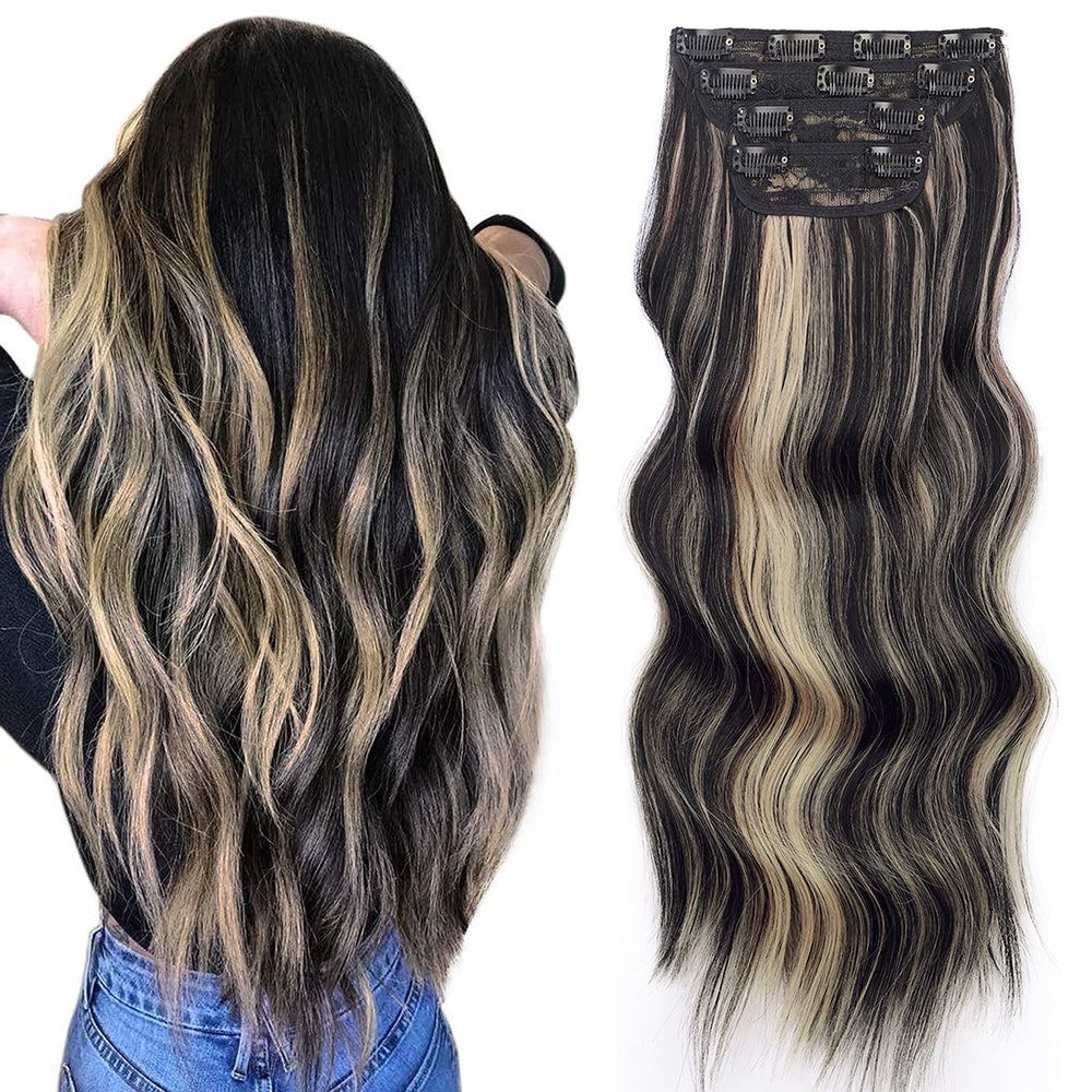 Vigorous clip-in extensions in 20 inch Black Mix Blonde for instant length