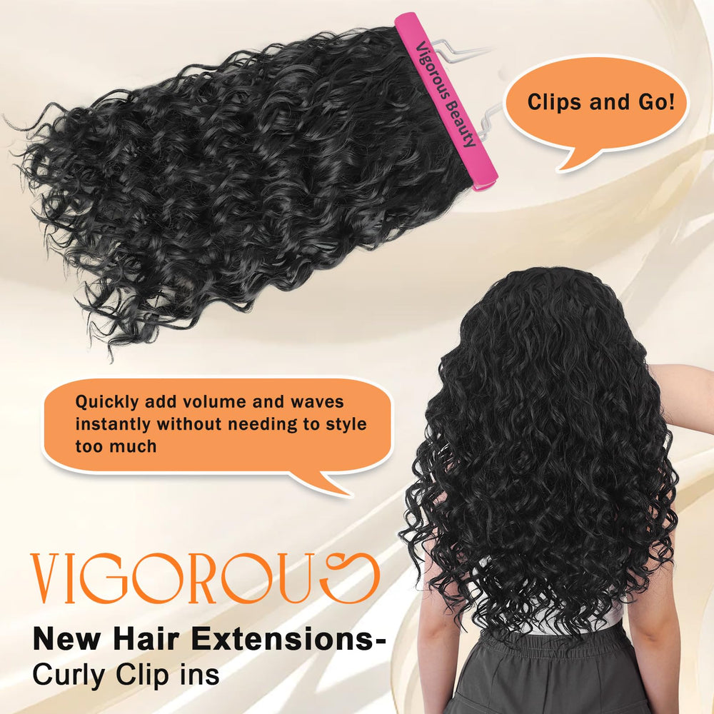 Vigorous Curly Clip-In Extensions 20-inch length enhances hairstyle instantly