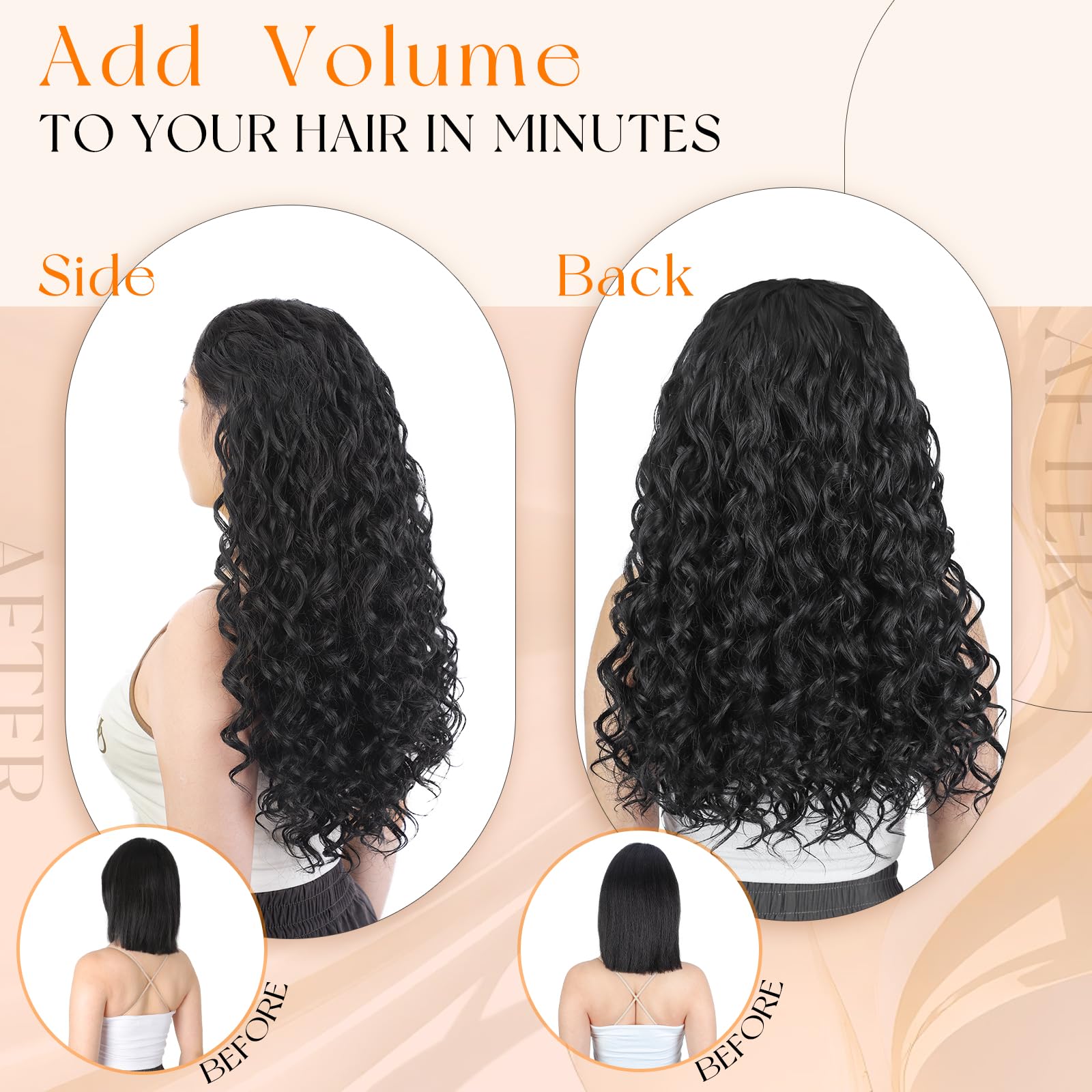 Vigorous Curly Clip-In Extensions invisible clips stay secure all day