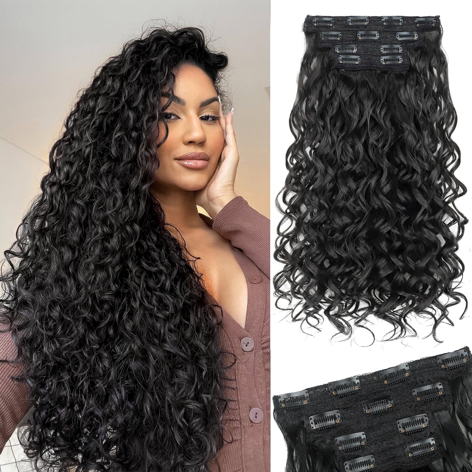 Vigorous Curly Clip-In Extensions volume-blend for natural fullness