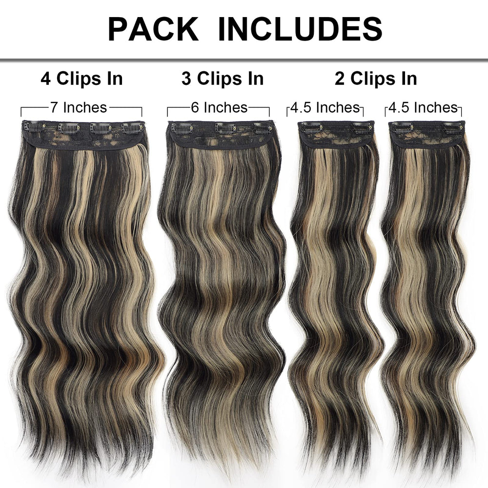 Vigorous four-piece clip-in set for flexible fullness and secure fit