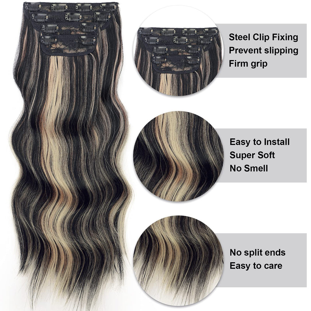 Vigorous invisible lace weft clip-ins blend seamlessly with natural hair