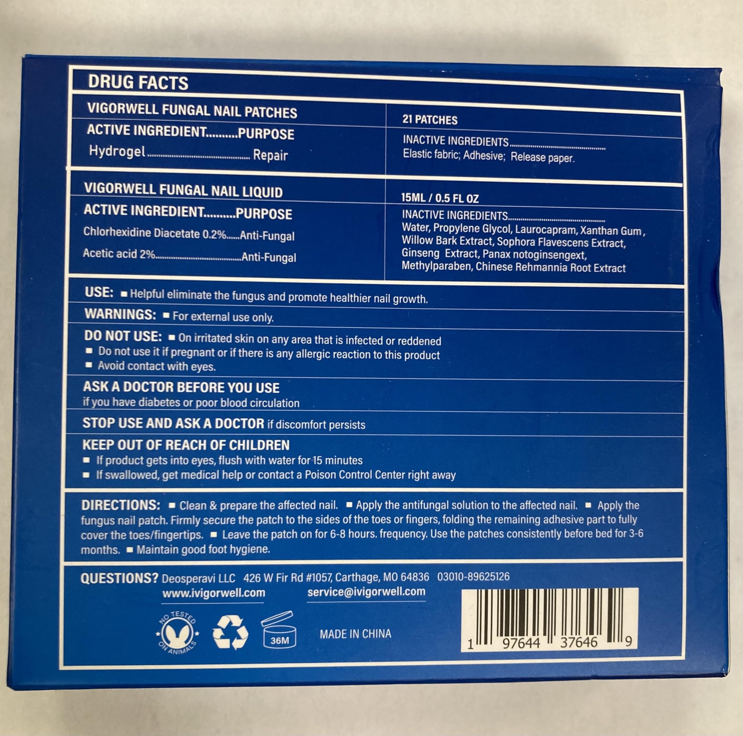 VigorWell 32 patches pack offers targeted fungal nail support.