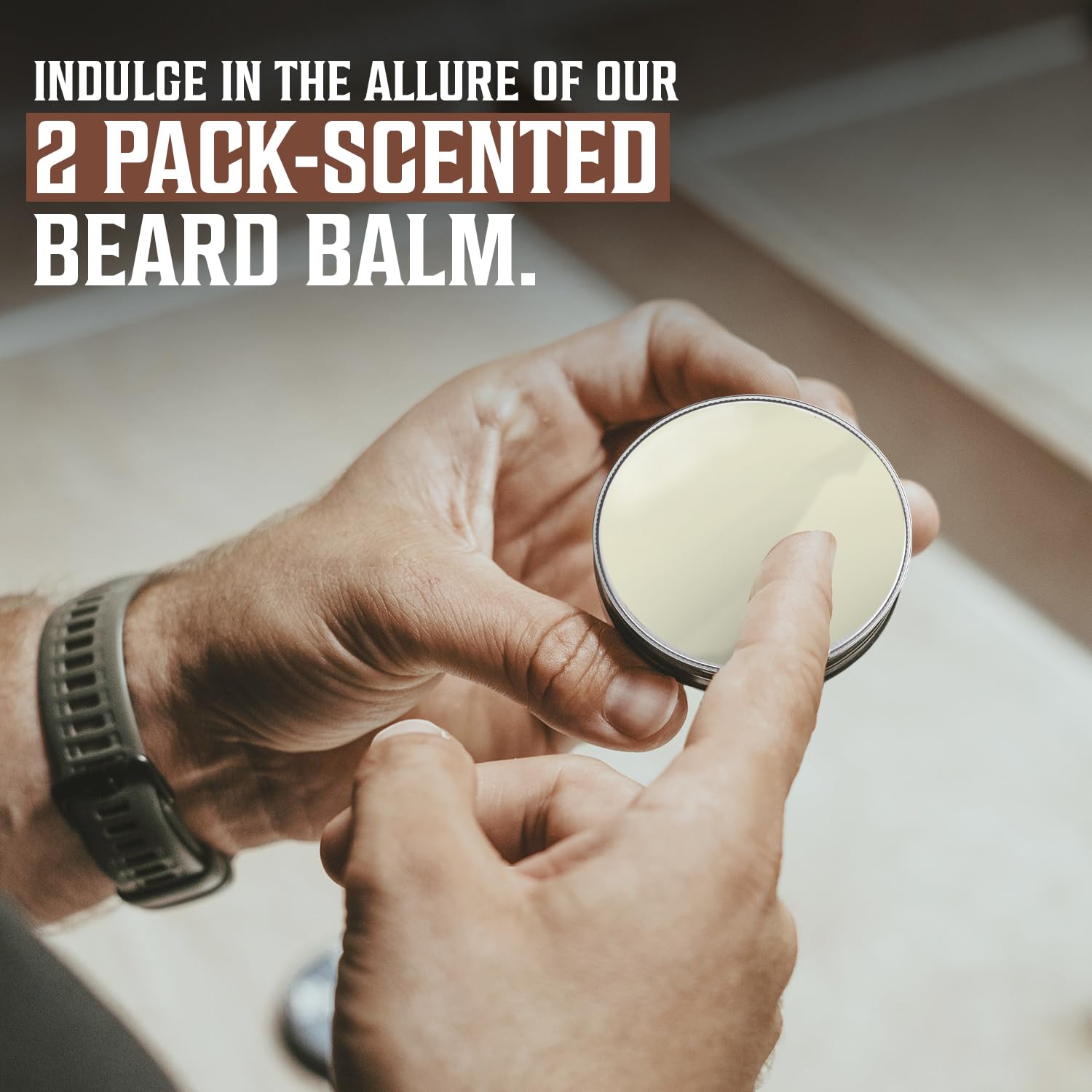 User applying pea-sized amount for controlled beard shaping