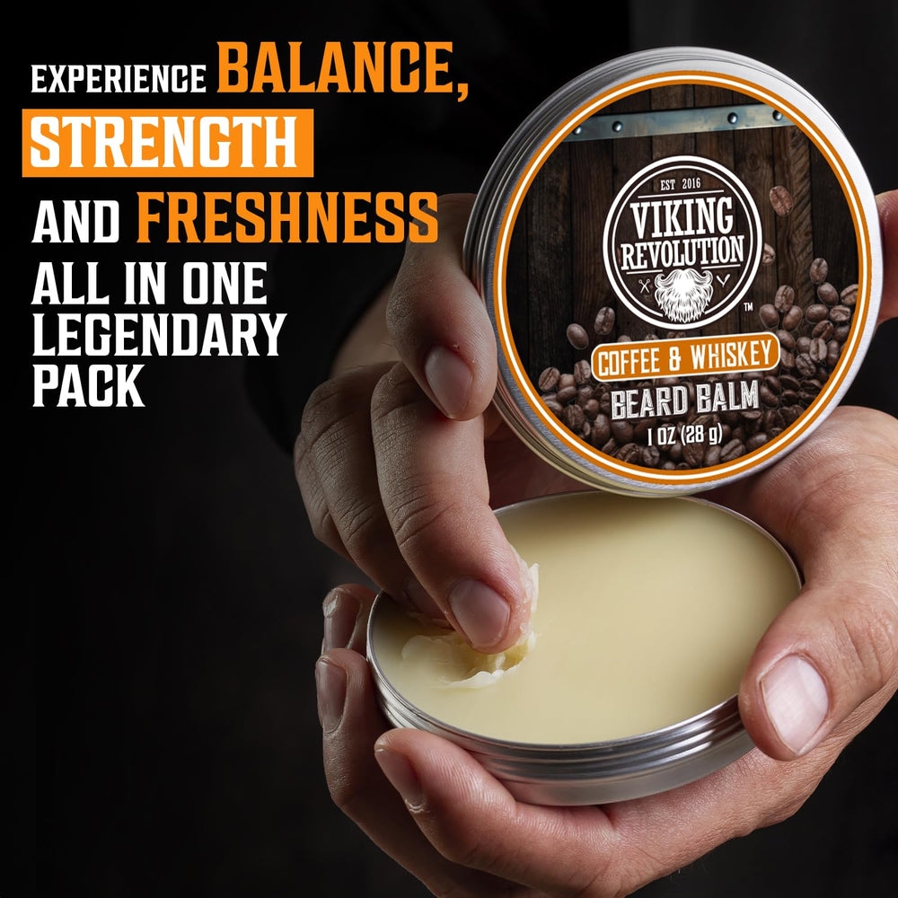 Viking Revolution beard balm Unscented jar delivers natural finish and soft beard.