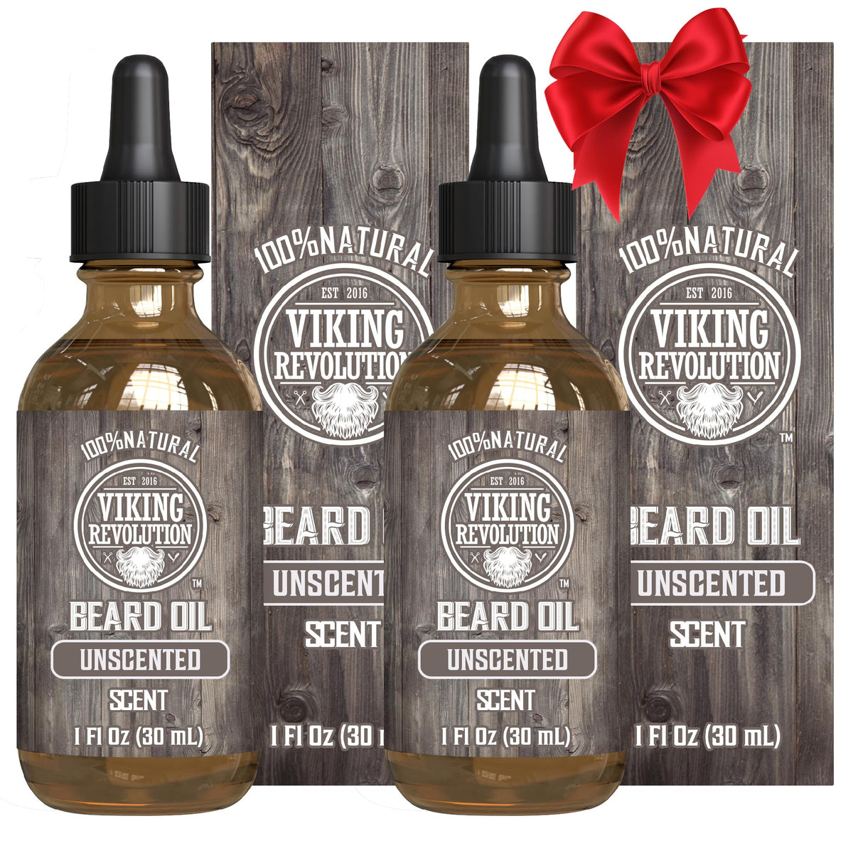 Viking Revolution unscented beard oil 2-pack for nourished, soft facial hair.