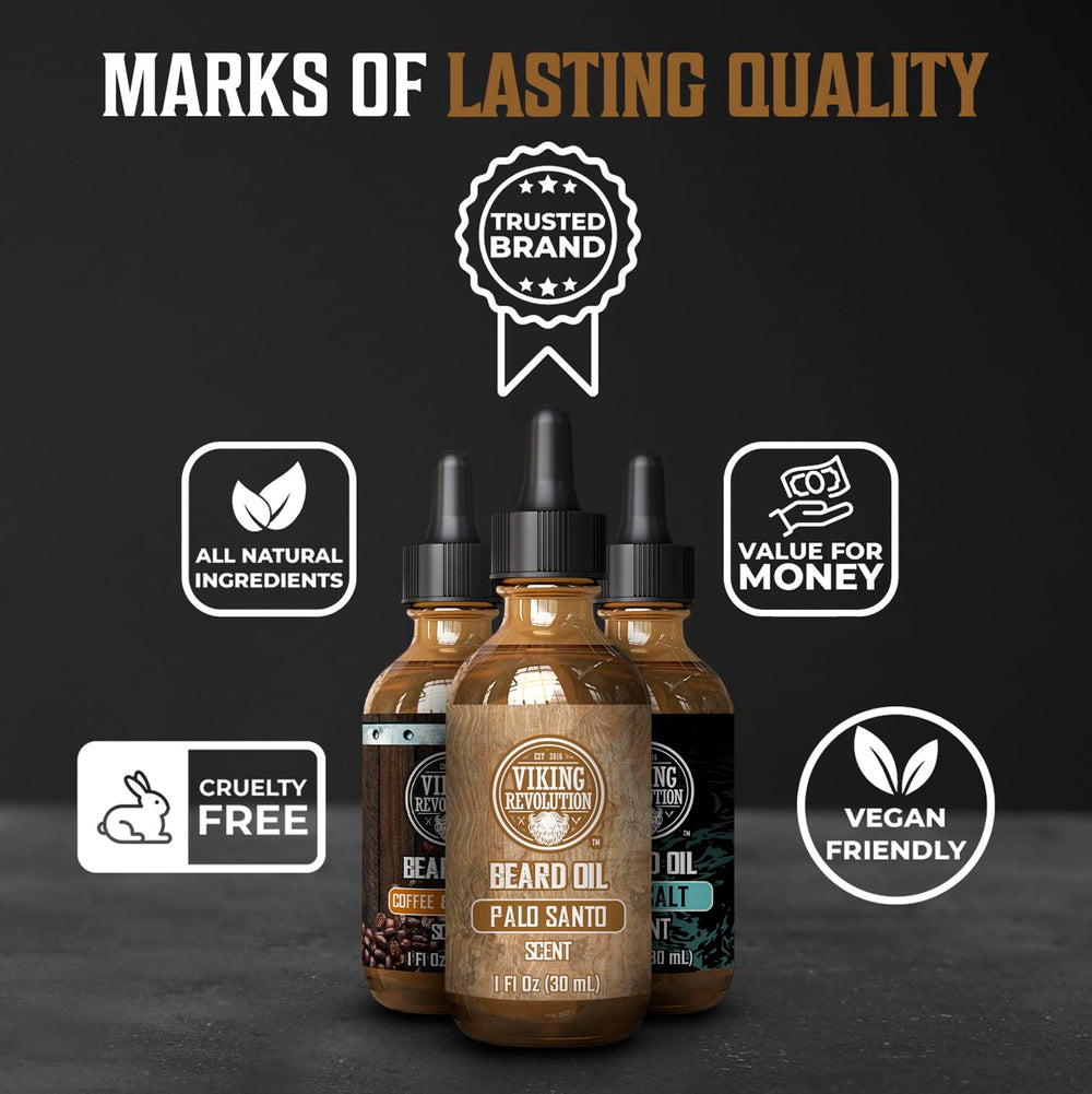Viking Revolution beard oil dropper applying nourishment to the roots for comfort