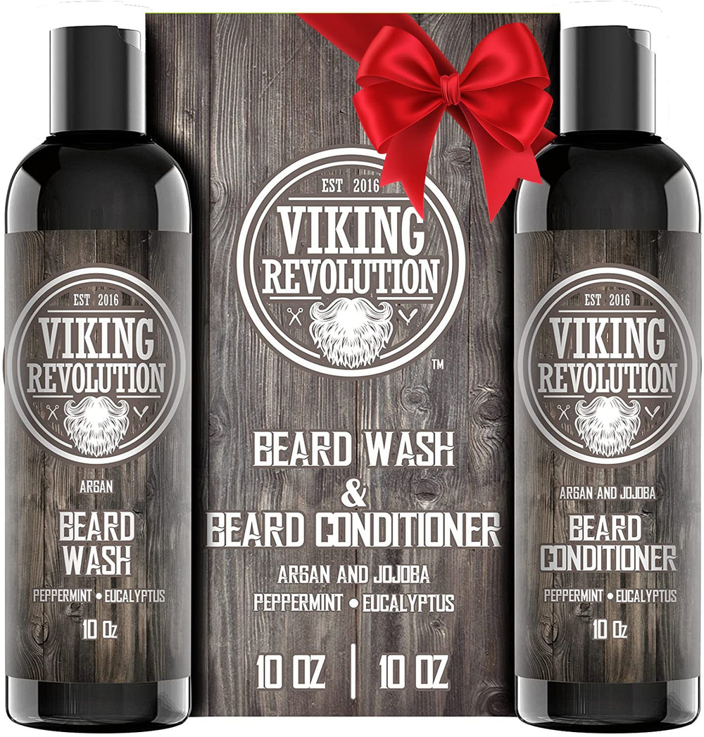 Viking Revolution beard shampoo bottle ready for cleansing and added softness